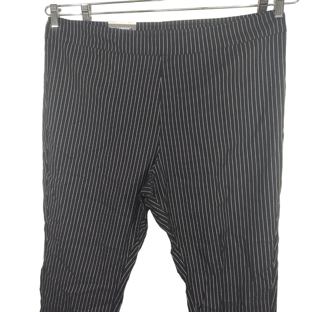 Who What Wear Cropped High Rise Stretch Pants Women Size 26W Black White Stripe - Picture 2 of 7